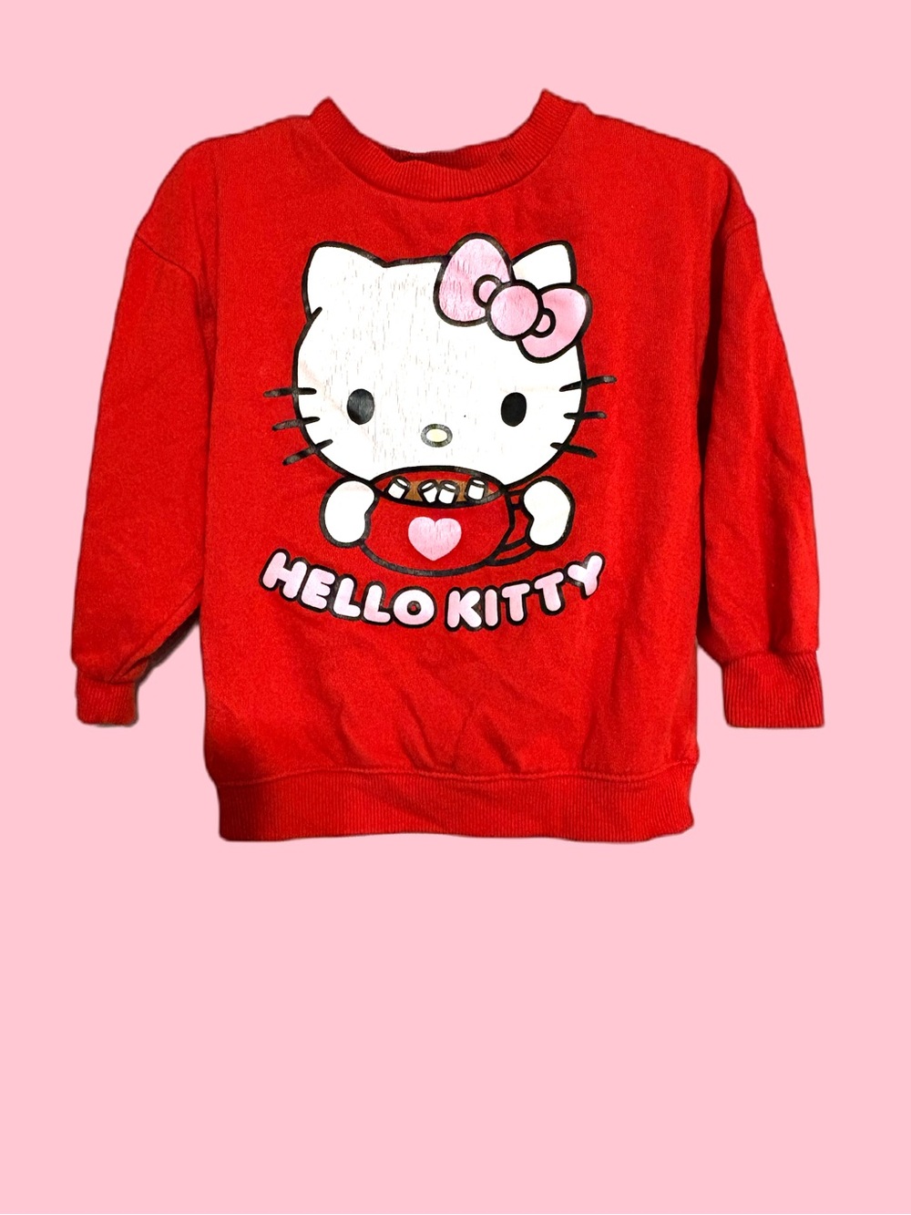 Hello Kitty Red Sweatshirt with Pink Bow Graphic